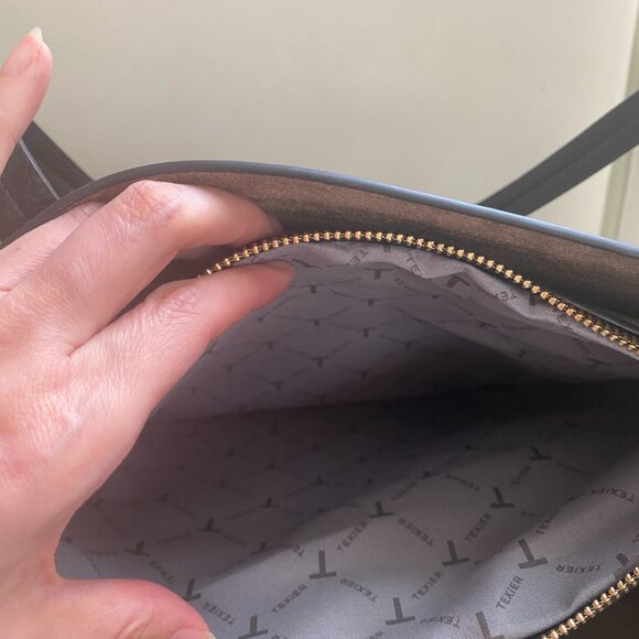 NWT France Texier Black Leather Shoulder Bag Tote with Porchette purse - Picture 8 of 10